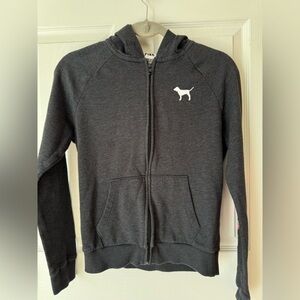 PINK GRAY ZIP-UP SWEATER